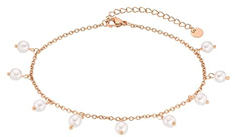 Heideman Fußkettchen Jakleen Damen aus Edelstahl rosegold farbend poliert Fußkette für Frauen mit Perle weiss