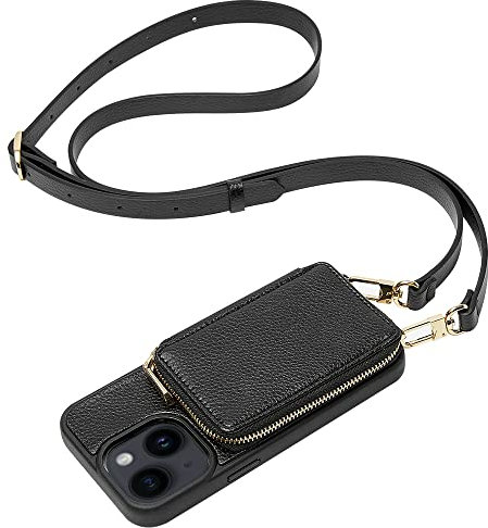 CUSTYPE für iPhone 13 Hülle, Handyhülle für iPhone 13 mit Geldbörse, für iPhone 13 Leder Hülle mit Kartenfach und Band, für iPhone 13 Hülle Schwarz 6,1”
