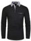 VMSUCIJ Men's Long Sleeve Polos Cotton Classic Plaid Panel with Real Pocket Golf Tennis Top,Black 1,L