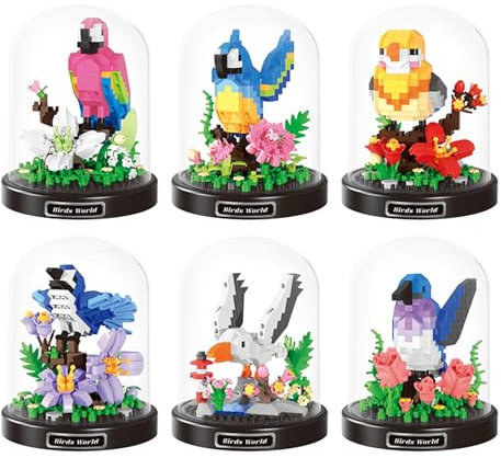 LULUFUN Jeu de Blocs de Construction d'animaux, Mini-Blocs de Construction d'oiseaux, Jouet éducatif, Cadeau pour Les Adultes et Les Enfants, Lot de 6