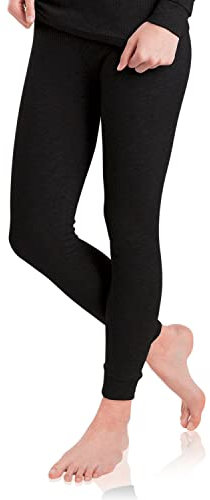 BestSale247 Damen Mädchen Thermo Unterhose Lang Skiunterwäsche (Schwarz, L)