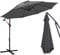 Joparri SombrillasØ300/350 cm con manivela, sombrilla de jardín con soporte, protección UV, paraguas impermeable (Gris sin LED, 350 cm)