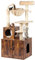 Timberer Cat Tree with Litter Box Enclosure, 2-in-1 Cat Tower for Indoor Cats, Large Cat Furniture, Wood Cat Condo with Basket, Scratching Posts, Pompoms, Rustic Brown