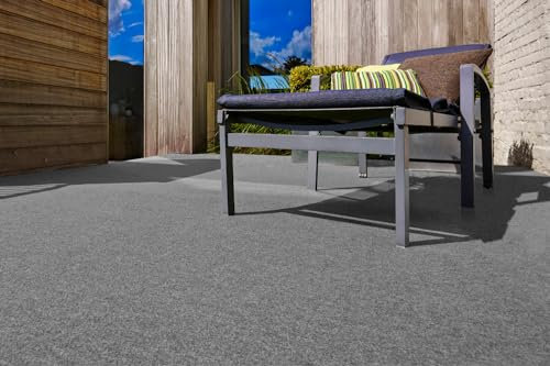 andiamo Kunstrasen Outdoor wasserdurchlässig, Rasenteppich wetterfest, Drainage-Noppen, UV-beständig, für Balkon und Garten Grau 400 x 1000 cm