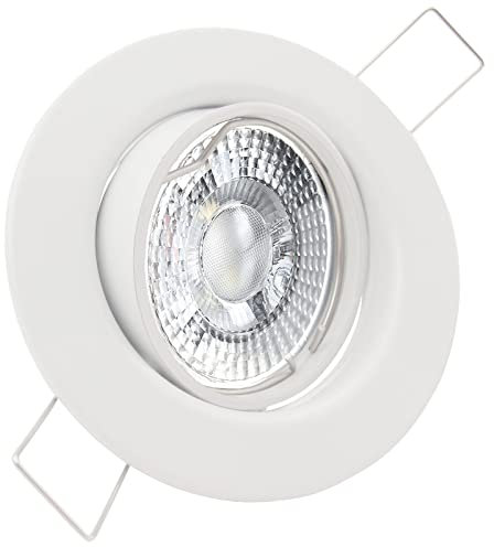 trendlights24 Decora LED Einbaustrahler 230V Weiß rund, 1er Set Spots 4W GU10 Kaltweiß, Decken Einbauleuchte 68 mm, Einbauspots schwenkbar