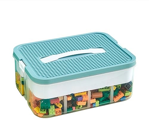 AEEISHOMEREFORM Spielzeug-Organizerbehälter mit Fächern, Baustein-Aufbewahrung, Aufbewahrungsbehälter für Bausteine, Kunststoff, stapelbar, Spielzeugtruhe (grün)