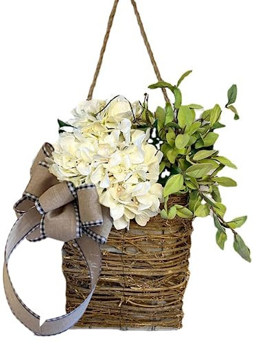 SMELEYOU Türkranz Sommer, Wildblumen Türkorbkranz hängen künstliche Haustür Frühlingskranz Frühling Willkommensschild für Hochzeitsheimdekor 17.72 in