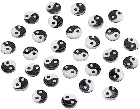 nbeads 50 Stück Yin Yang Perlen 8 mm, Yin Yang Abstandsperlen Natürliche Süßwasser-Muschelperlen Flache Runde Abstandshalter Lose Perlen Für Halskette Armband Schmuck Dekoration Herstellung Zubehör