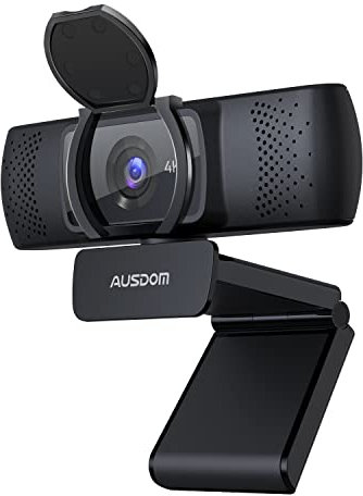 AUSDOM Webcam 4K UHD 8MP Autofocus Webcam con Microfono, Copertura Privacy, Plug and Play USB Computer Web Camera per Pro Streaming/Insegnamento Online/Videochiamate/Zoom/Skype