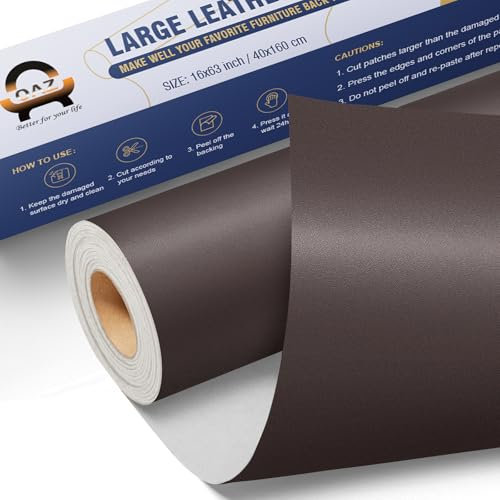 Leder Patch Kunstleder Selbstklebend Glatt Schwarzer kaffee, 40 x 160cm Leder Reparatur Set, Selbstklebende Lederflicken Leder Reparatur Patch Kit für Möbel, Sofa, Autositze, Taschen, Jacken Bürostuhl