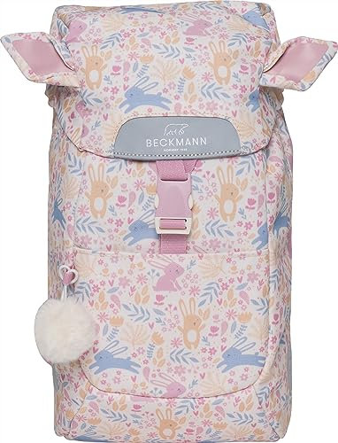 Beckmann, Kindergartenrucksack Classic Mini Bunny, 2-5 Jahre, für Kita und Ausflüge, inkl. Regenüberzug, 12L, Pink