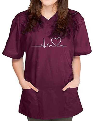 Luadnysin Kasaks Altenpflege Damen Sommer, Berufskleidung Große Größen Kurzarm Arbeitskleidung Schlupfkasack Pflege Kasaks Einfarbig Krankenpflege Kasack Arbeitskittel Kittel Kasacks
