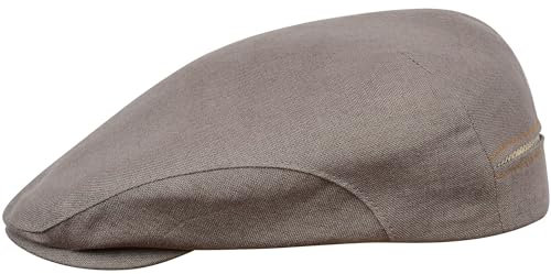 Sterkowski Derby Flatcap | 100% Leinen Super Leicht Herren Sommer Schiebermütze | Gatsby Sonnen Kappe Vintage Fisherhut Golf Cap Urbane Klassische Trendmütze Damen Retro Trucker Mittelgrau 57