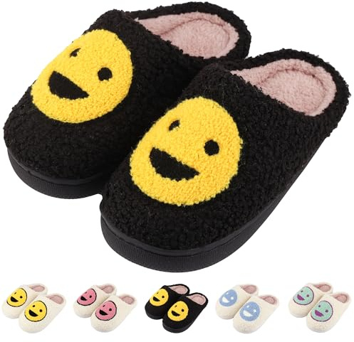 QZCEO Girls Boys Slippers Kids Warm Plush House Slippers Children Winter Soft Comfortable Fluffy Indoor Outdoor Shoes Black 4/5 UK