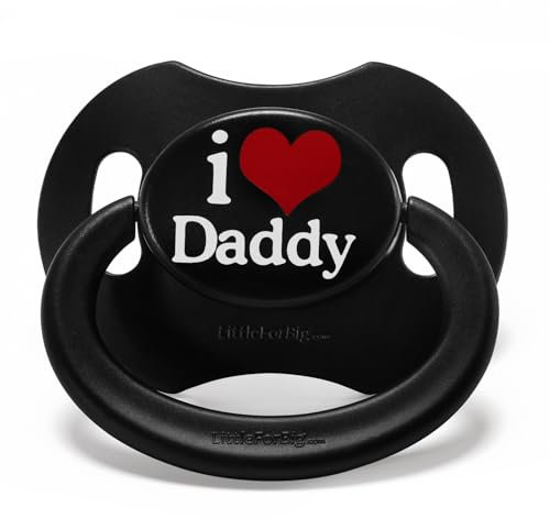 LittleForBig Großer Saugerschild Bedruckter Schnuller der Generation II in Erwachsenengröße I Love Daddy Muster Schwarz