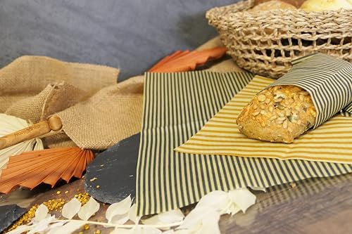 Bienenwachstuch 3er Set Honey/Marine Größe S,M,L