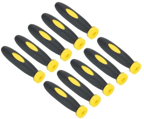 PATIKIL 2 Inch Rubber File Handle, 10 Pack File Cutting Tool File Handle Replacement Accessories for 0.12 Diameter File, Black Yellow