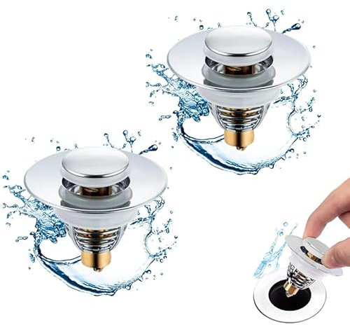 2 pezzoTappo Lavandino Bagno Tappo Bidet Universale Pop up Tappo per Lavandino Bagno con Filtro Anti Clogging Filtro di Scarico Rimbalzo del Lavabo Bagno, Adatto per Vasca da Bagno, Cucina, Lavello