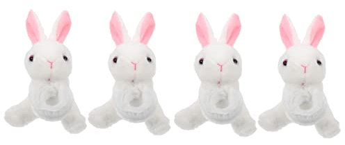 TOYANDONA 4 Stück Pop-kreis-armband Gefüllter Plüsch Hase- Plüsch-slap-armbänder Für Snap-armband Streichelband Kaninchenspielzeug Hasenpuppe Pp-baumwolle Kind Weiß Tier Papa-kreis