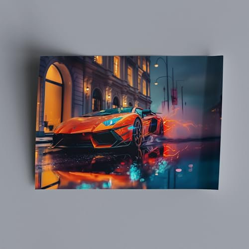 Italienischer Rennwagen in the City Sportwagen Wandbild als Dekoration, Fotoposter, 60x80 cm