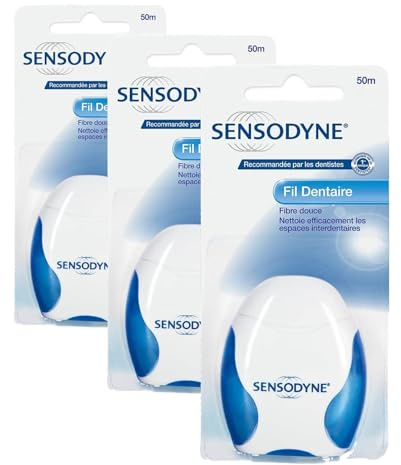 Sensodyne Fil Dentaire, Pour Dents Sensibles, 50 Mètres (Lot de 3)