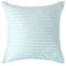 HOMESCAPES 2er-Set Damast Kissenbezug 40x40 cm Aqua mit Satin-Streifen & Reißverschluss, 100% ägyptische Baumwolle, Fadendichte 330