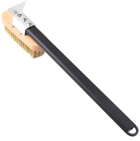 Brosse de four à pizza avec racloir, 39,9 cm de long, brosse métallique de nettoyage pour four à pizza, poils en laiton, accessoires de four à pizza