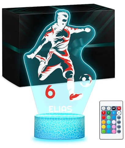 Maverton LED Nachtlicht Fußball Spieler - 16 RGB Farben - Nationalmannschaftstrikot - Dimmbare Nachttischlampe, Tischlampe Led mit Gravur - Geschenkidee Ideal für Fußballfans, Jungen Geburtstag