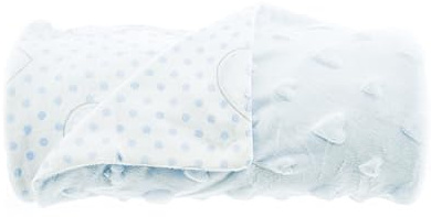 Babydecke Doppellagig 75cm x 100cm mit Babybär und Herz Babyblau Motiv 2