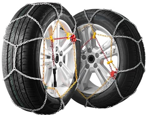 VEVOR 2-teilige Schneeketten Notfall-Traktionsreifenketten Mangan-legierter Stahl, für Autos Pickups SUVs Lkws für 215 65 R17; 205 70 R17; 225 65 R16; 225 60 R17; 225 65 R17; 235 60 R16; 235 55 R17