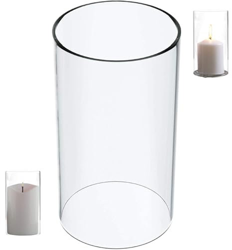 Whyzsjnclg Hurricane Candleholders Sleeve, 3.4x5.9 Windproof Clear Glass Candle Holders, Open Ended Glass Cylinder Candle Shade, Hurricane Candle Holder for Wedding Party, Multiple Occasions