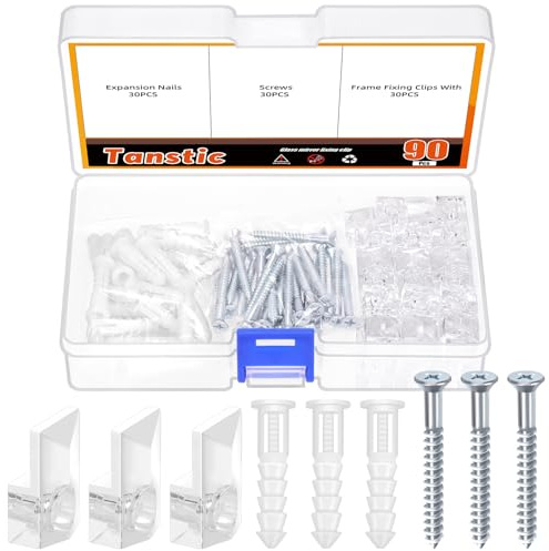 Tanstic 30 Sets Spiegelhalter Clips Crystal Clear Plastic Mirror Clip Mirror Mounting Clip Glass Retainer Clips mit Schrauben für die Fixierung Spiegel Fenster