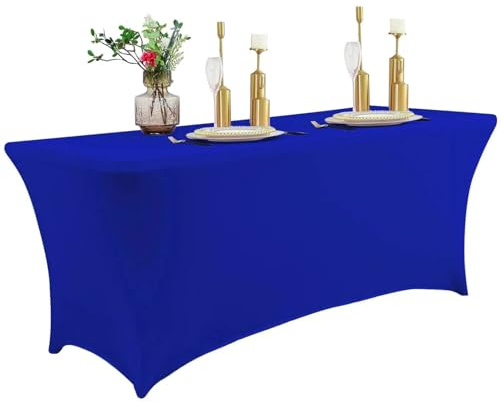AMENGJ Funda Camilla Mantel de 4/6 pies for Mesa de Boda de Hotel de Licra elástica Rectangular, Mantel Plegable, Protector for Mesa de cóctel(Dark Blue,4FT 120x75x75cm)