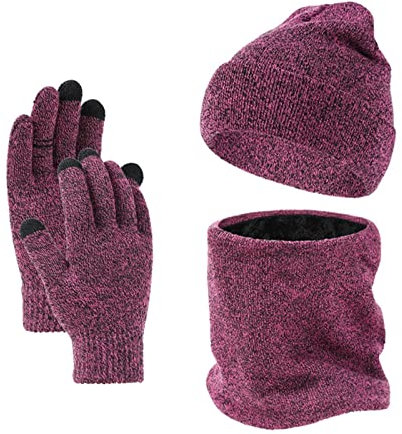 Black Friday Angebote 2024 ab wann Damen Winter Wärme Winddicht Wintermütze Strickmütze Schal Kaschmir Fleece Gefütterte Bommel Handschuhe Set 3-teilige für Outdoor Sport Geschenk für Frauen