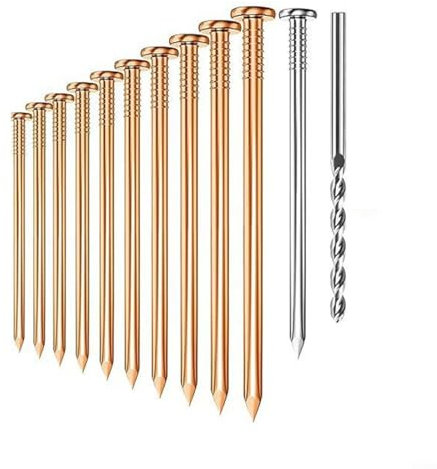VRTYVEYBB Tree Stump Removal Copper Nails 4 Inch, Root Killing Spikes for Unwanted Plants, Garden Landscaping Tool, Shipbuilding Hardware (25 Pcs + Drill Bit)(20pcs)