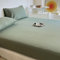 Lirzxin Bettlaken 120x200 cm, Spannbettlaken Polyester Einfarbig Spannbetttuch Einzelbett und 1 Kissenbezug Atmungsaktives und Weiches, Dunkelgrün