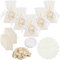 NAEBRO 30pcs Bolsas De Tela PequeñAs 8x10cm Bolsas De Regalo Con CáLiz De Madera y Cinta De Organza Para Bautizo Primera ComunióN Nacimiento Boda Regalos, Beige