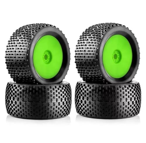 YONMFRDS Für ARRMA Für Redcat Für Kyosho Für VRX Für HSP Für Hobao 4 Stücke 140mm 1/8 RC Für Racing Auto Off-Road Für Buggy Reifen Rad 17mm Hex RC Car Reifen(Green)