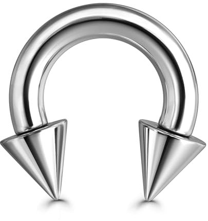 BodyBonita G23 Titan Septum Piercing 12G - Hufeisenstacheln Nasenpiercing Schmuck ASTM F136 Titan Ohrringe für Frauen Männer Silber 12mm