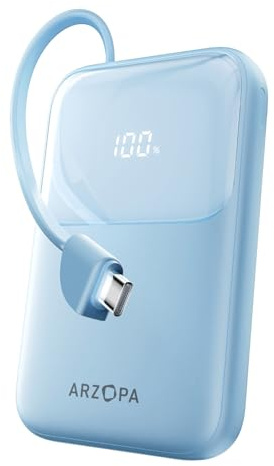 ARZOPA Power Bank 10000mAh - Batterie Portable avec Écran LCD & 3 Ports Charge Rapide 22.5W - Idéal pour Voyage/Affaires - Compatible iPhone, Samsung