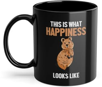 Taza de café con texto This Is What Happiness Looks Like Makropodinae, color negro (09943W)