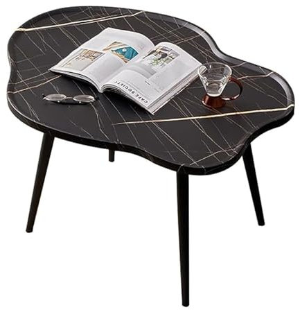 Minimalistischer Couchtisch aus schwarzem Eisen, modernes Design der Mitte des Jahrhunderts für Wohnzimmer oder Schlafzimmer, kleiner Sofa-Beistelltisch mit niedriger Sitzhöhe, 80 cm Mitteltisch