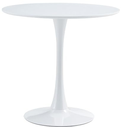 Kondela Esstisch Rund – Ø 80 cm, Kompakter Küchentisch – Weiß Matt, Klein – Moderner Esszimmertisch, Perfekter Tisch für Esszimmer, Küche und Wohnräume im Skandinavischen Stil – Dining Table REVENTON