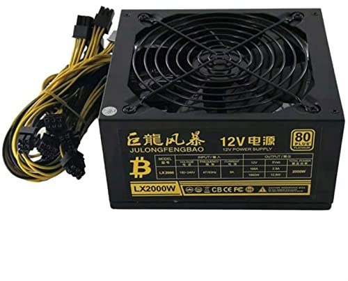 SOMKB Bloc d'alimentation 2000 W pour boîtier d'ordinateur - Prend en charge 8 cartes graphiques serveur Bitcoin Miner outils