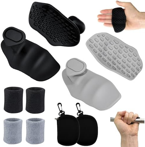 Griffpolster Kraftsport - 2 Paar Zughilfen Krafttraining mit Handgelenkschutz, Fitness Griffpolster Griffpads für Klimmzüge, Rutschfeste Griffpads Krafttraining für Crosstraining Gymnastik Fitness