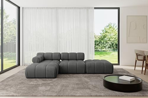 ALTDECOR Modulares Sofa Ecksofa in L-Form Corner modular Sofa Eckcouch Couch Wohnlandschaft Cauchsofa Polstersofa Lizur-L1-285x160x70 cm Dunkelgrau