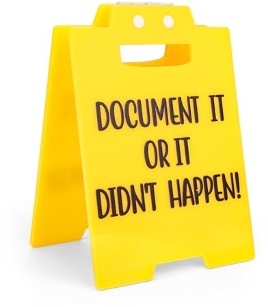 Tinoaly Document It Or It Didn't Happen Desk Sign, Funny Yellow Acrylic Office Warning Plaque Novelty Desk Decor for Office Colleagues Prank