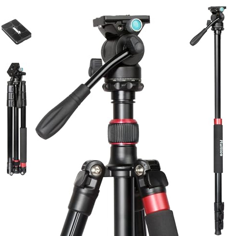 Camera Tripod, 70 Video Tripod with Fluid Head, Aluminum Heavy Duty Tripod with Carry Bag, Professional Camera Tripods & Monopods, Compatible with Canon, Sony, DSLR, Camcorder (TM70-FB1)