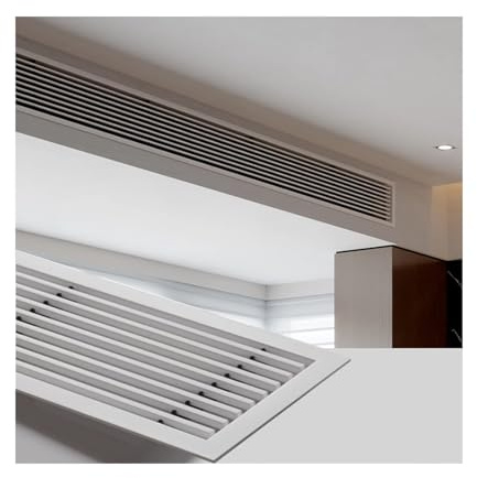 Rejilla de ventilación rectangular ajustable de ABS y acero para aire acondicionado central, perfecta para sala de estar y garaje (50 x 15 cm), mejora la eficiencia del flujo de aire