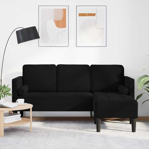GeenYuu Sofa Set Schwarz 173x131x67 cm, Samt L-förmiges 3-Sitzer Schlafsofa, Wasserdicht, Modernes Design für Wohnzimmer, Outdoor Lounge